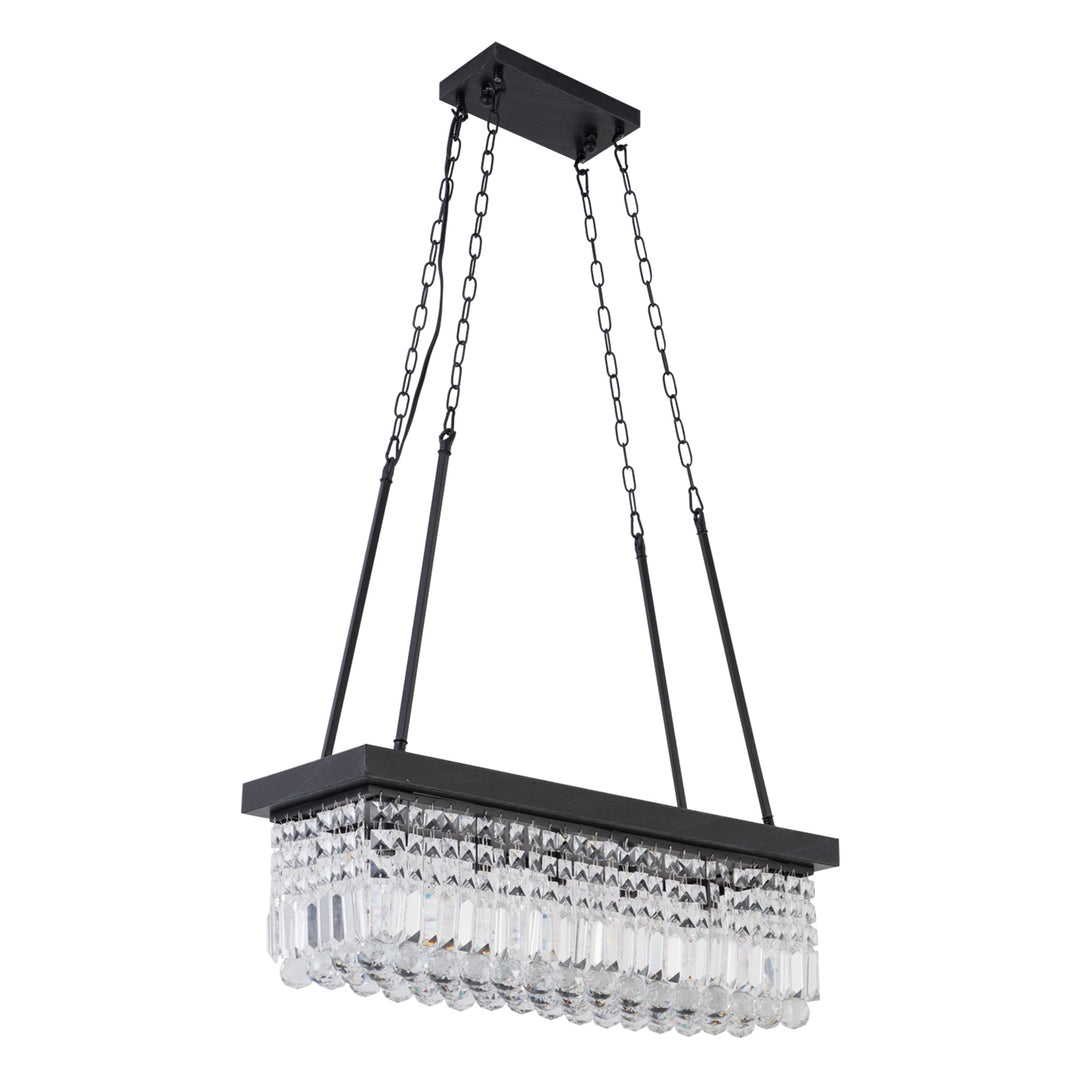 Maxax 5 - Light Kitchen Island Tiered Pendant With Crystal Accents #19189-5BK