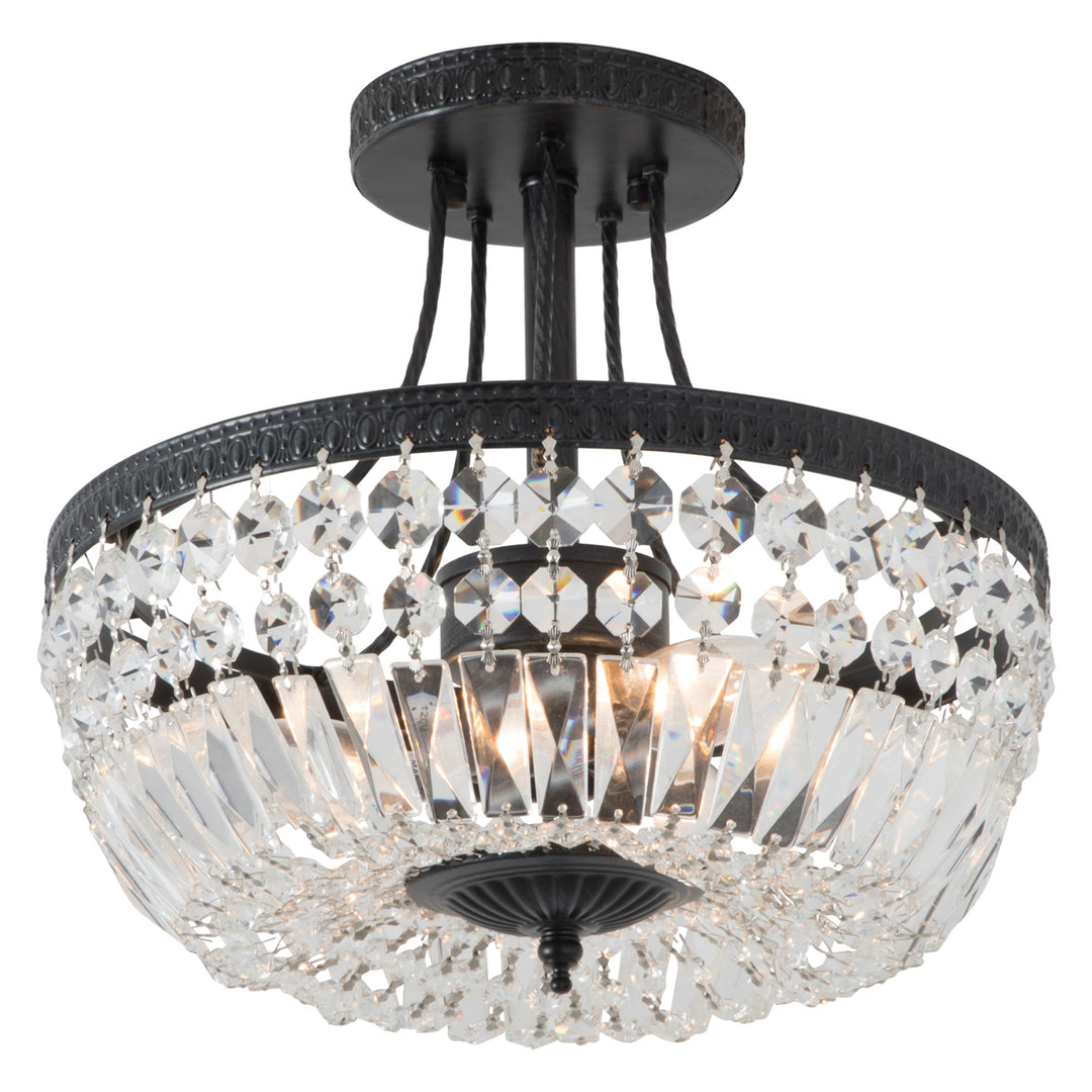 3 - Light 11.8in Crystal Semi Flush mounth