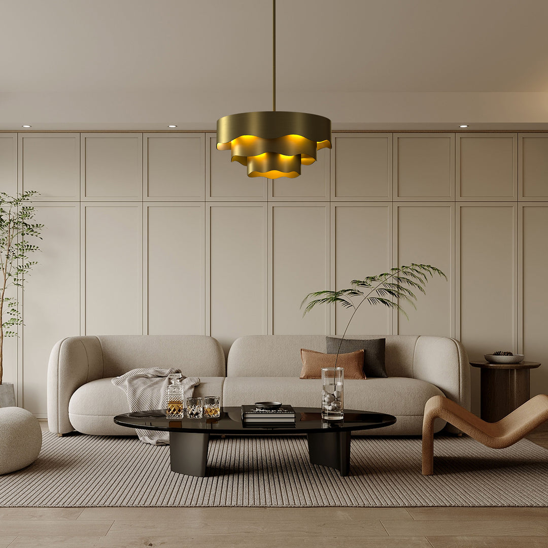 10 - Light 23.5" Electroplating Brass Tier Modern Drum Chandelier With Metal Shade #29022