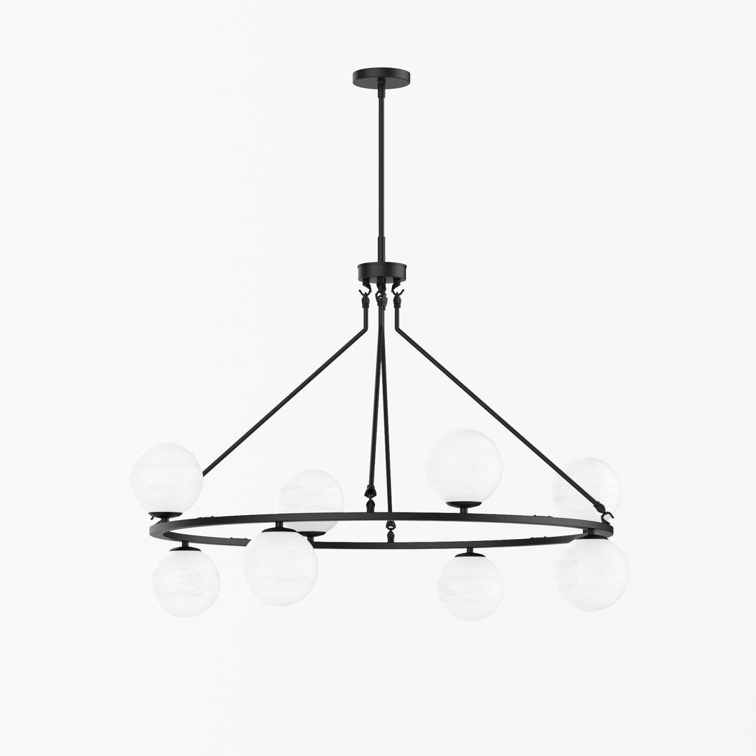 Nimbus 8-light Metal And Cloud Glass Wagon Wheel Shaded Chandelier For Living Room/bedroom #29011