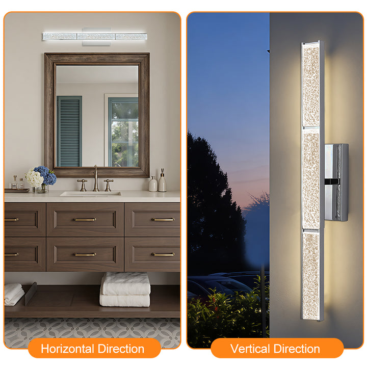 Elysian 24''h Dimmable Led Chrome Iron 3cct Adjustable Outdoor Wall Light With Water Glass #WL7090