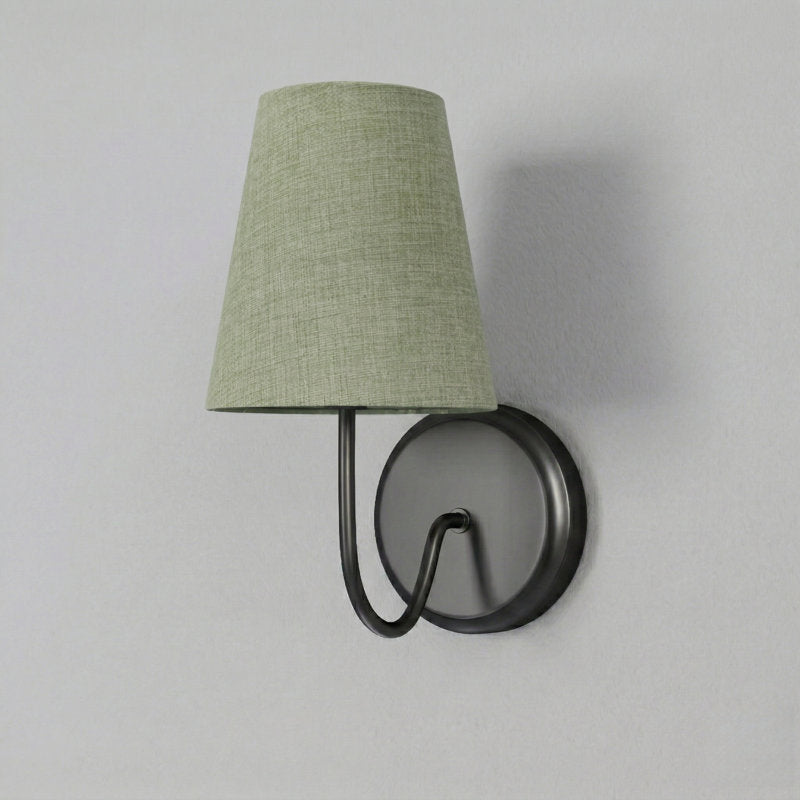 Twilight Brass Armed Sconce With White Linen Shade #39005