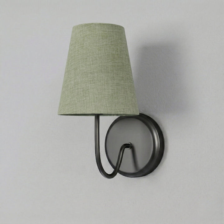 Twilight Brass Armed Sconce With White Linen Shade #39005