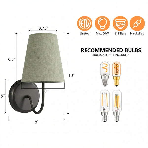 Twilight Brass Armed Sconce With White Linen Shade #39005