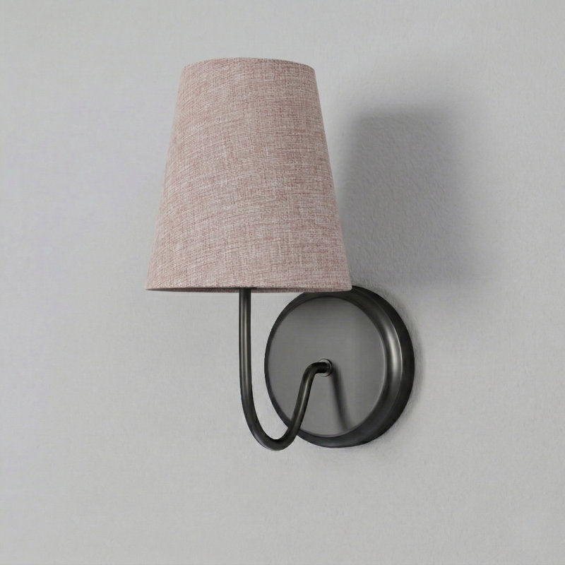 Twilight Brass Armed Sconce With White Linen Shade #39005