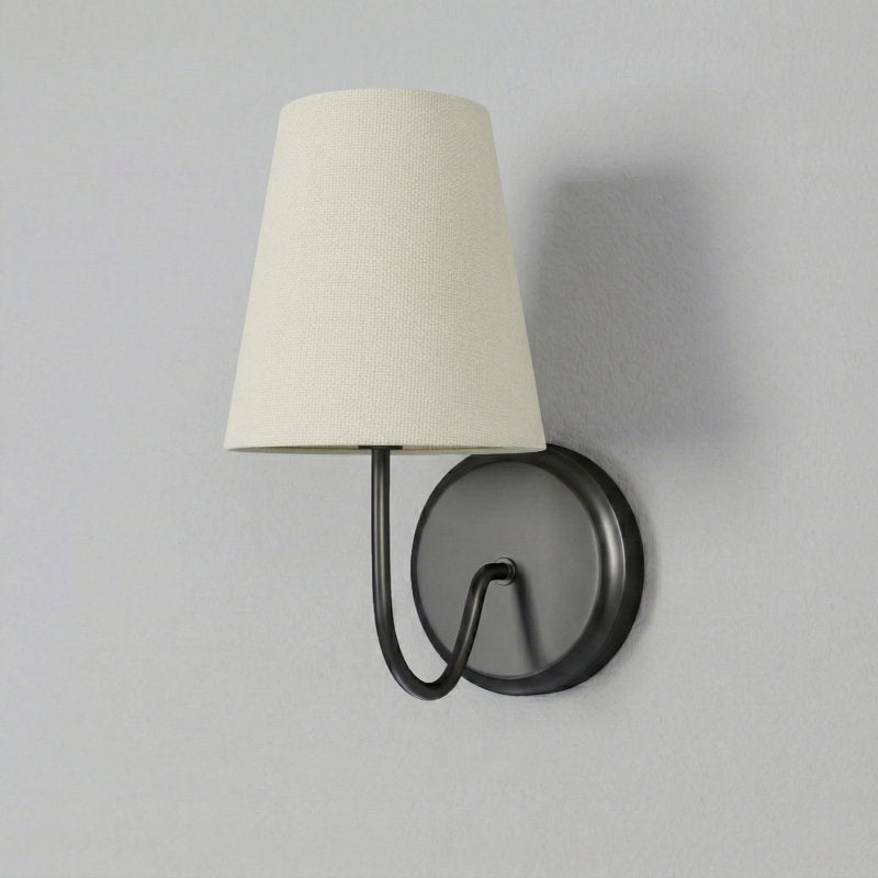 Twilight Brass Armed Sconce With White Linen Shade #39005