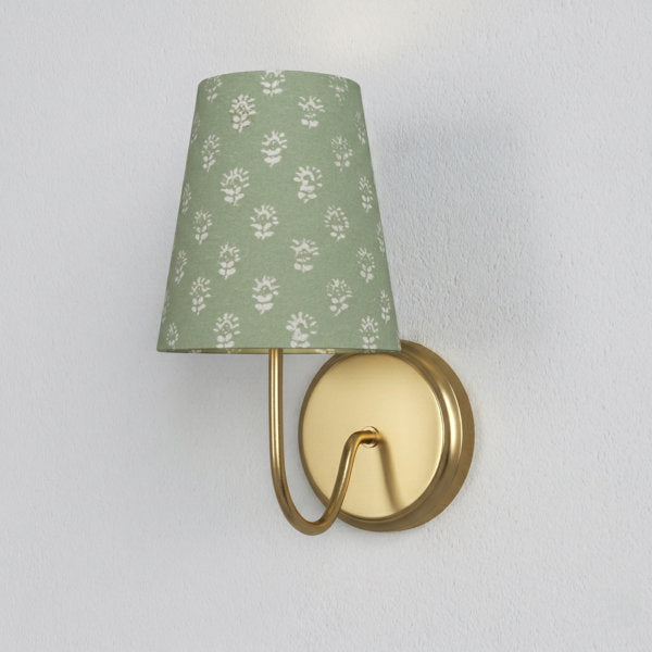 Twilight Brass Armed Sconce With White Linen Shade #39005