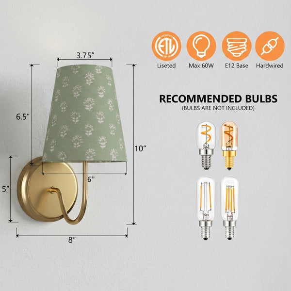 Twilight Brass Armed Sconce With White Linen Shade #39005