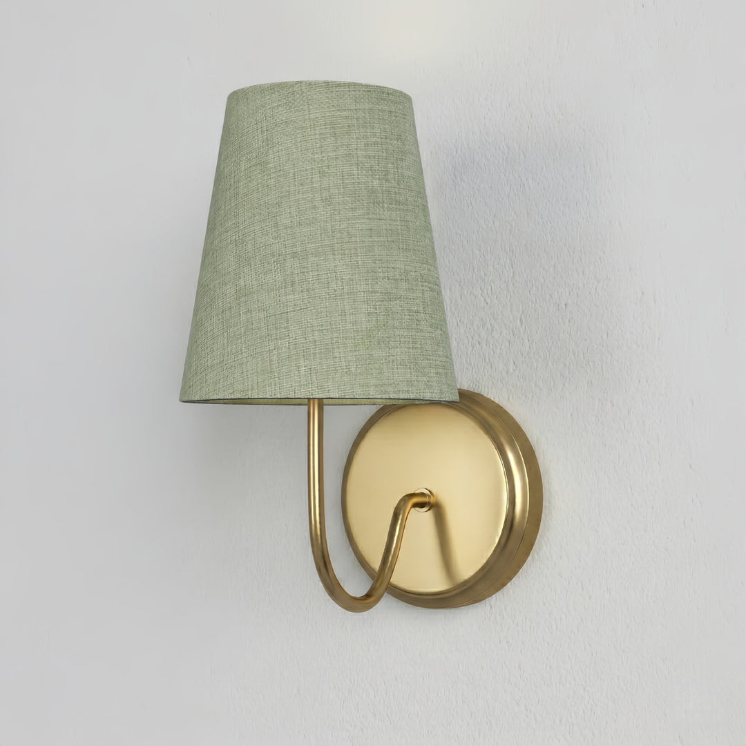 Twilight Brass Armed Sconce With White Linen Shade #39005
