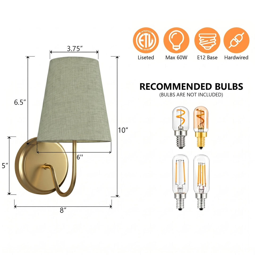 Twilight Brass Armed Sconce With White Linen Shade #39005