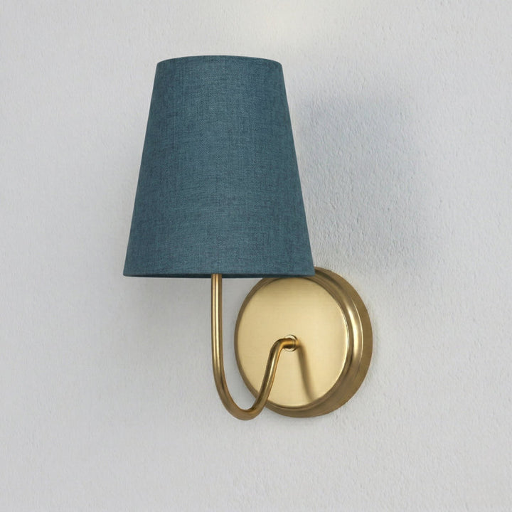 Twilight Brass Armed Sconce With White Linen Shade #39005