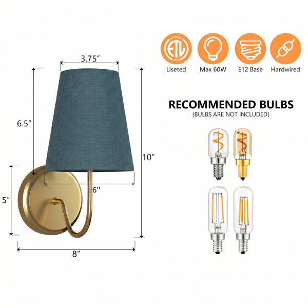 Twilight Brass Armed Sconce With White Linen Shade #39005