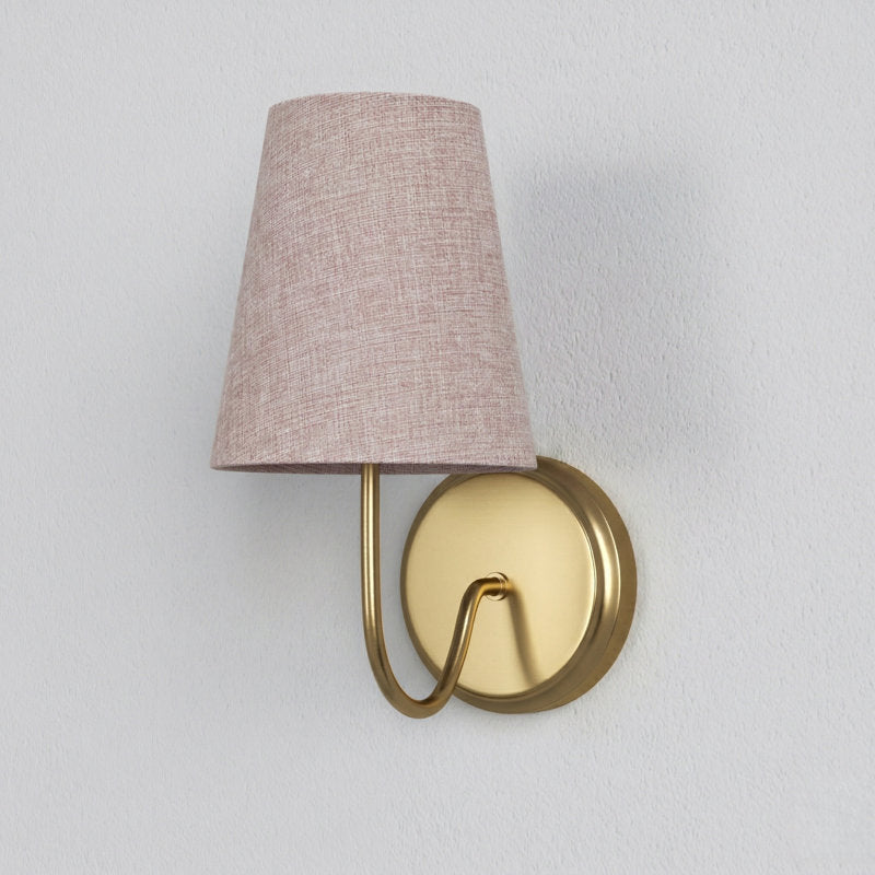 Twilight Brass Armed Sconce With White Linen Shade #39005