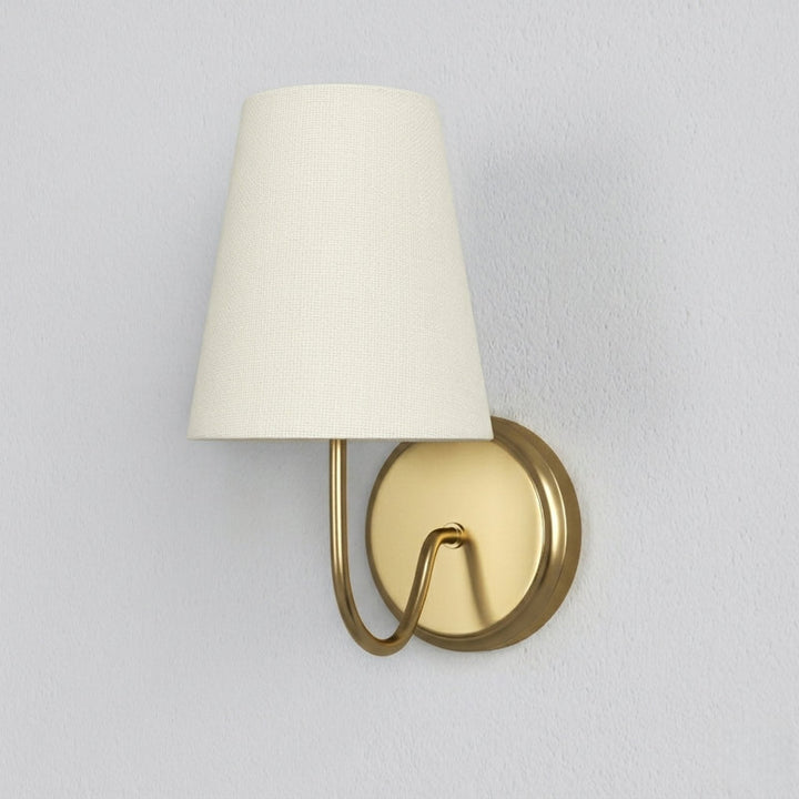Twilight Brass Armed Sconce With White Linen Shade #39005