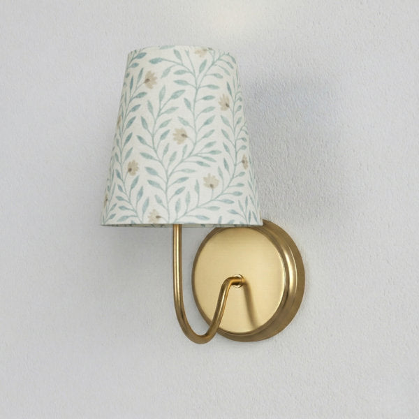 Twilight Brass Armed Sconce With White Linen Shade #39005