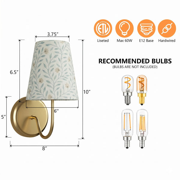 Twilight Brass Armed Sconce With White Linen Shade #39005