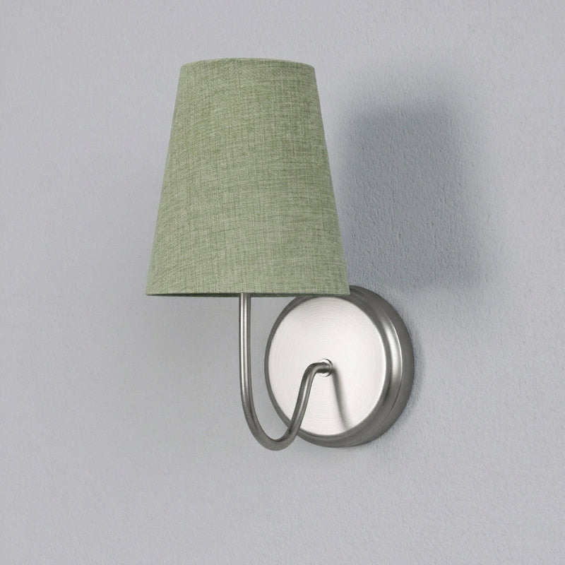 Twilight Brass Armed Sconce With White Linen Shade #39005