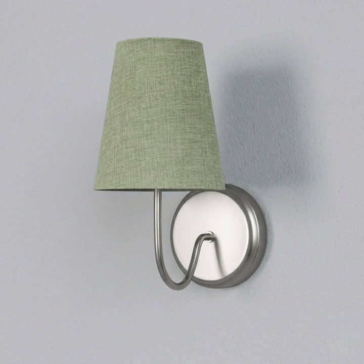 Twilight Brass Armed Sconce With White Linen Shade #39005