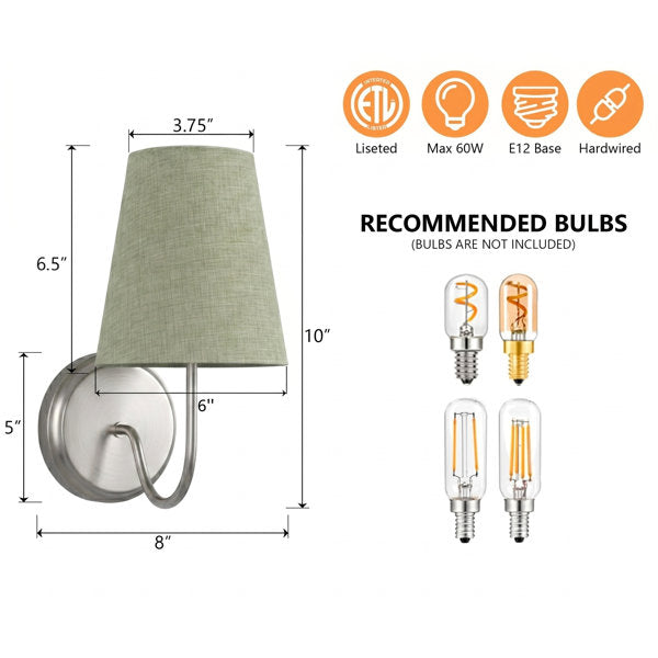 Twilight Brass Armed Sconce With White Linen Shade #39005