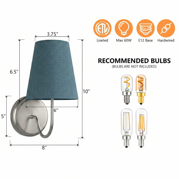 Twilight Brass Armed Sconce With White Linen Shade #39005