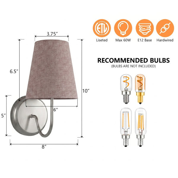 Twilight Brass Armed Sconce With White Linen Shade #39005