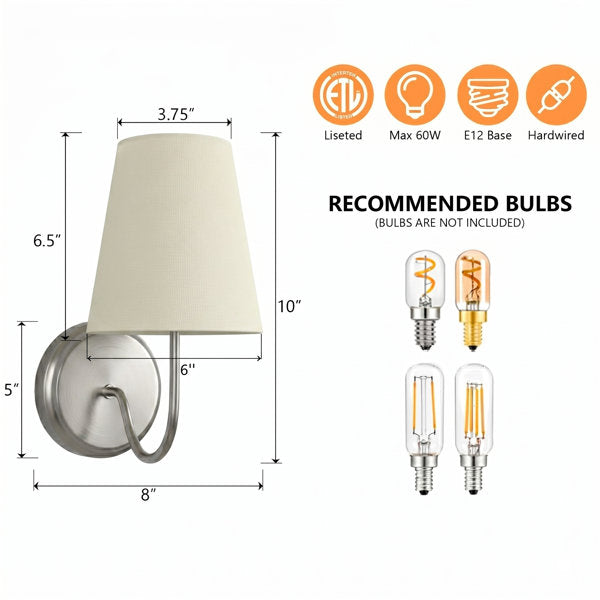 Twilight Brass Armed Sconce With White Linen Shade #39005