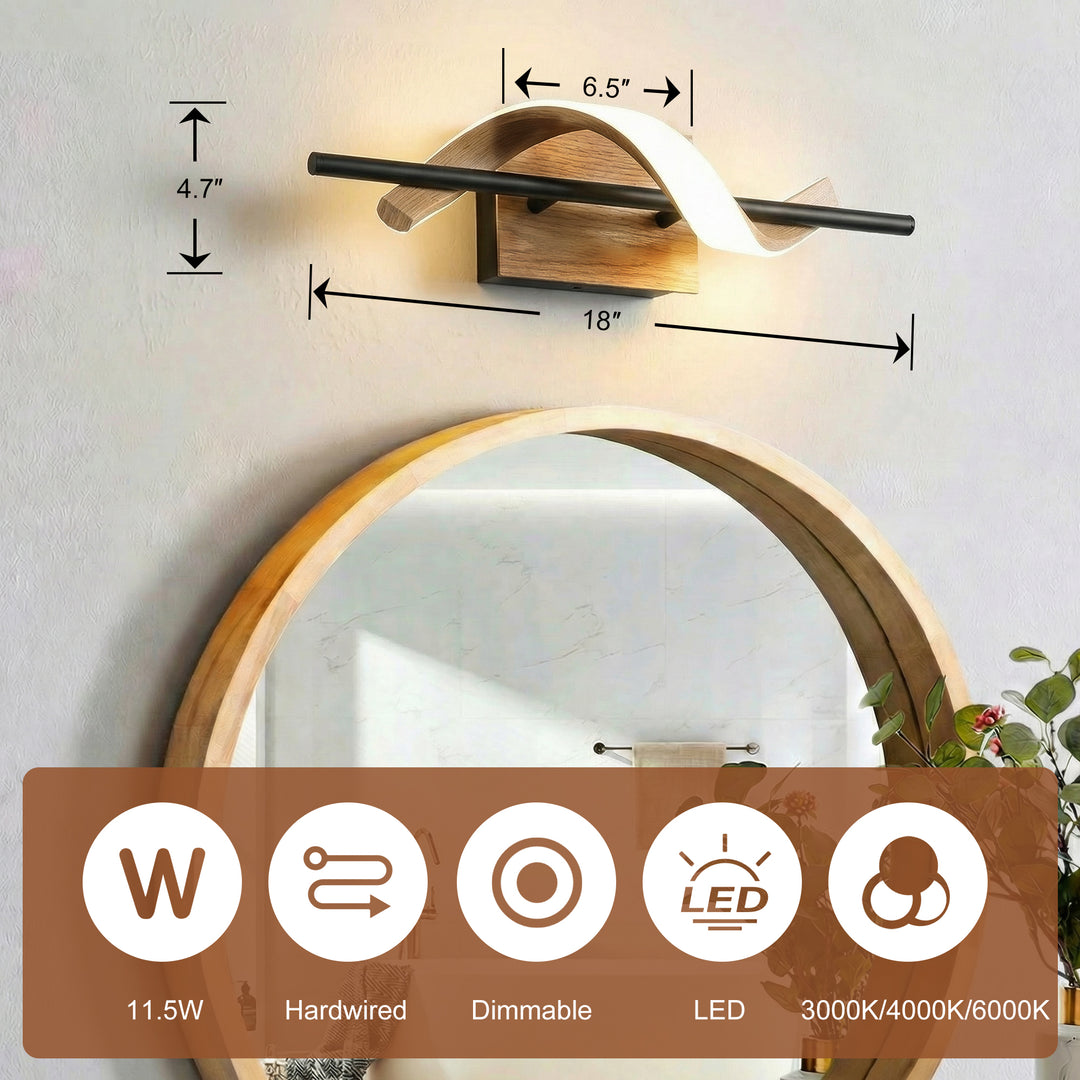 1 - Light 18"W Dimmable LED Brown Iron Vanity Light #MX21052