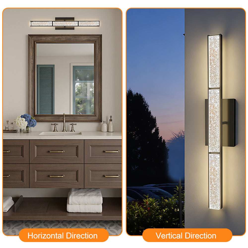 Elysian 24''h Dimmable Led Chrome Iron 3cct Adjustable Outdoor Wall Light With Water Glass #WL7090