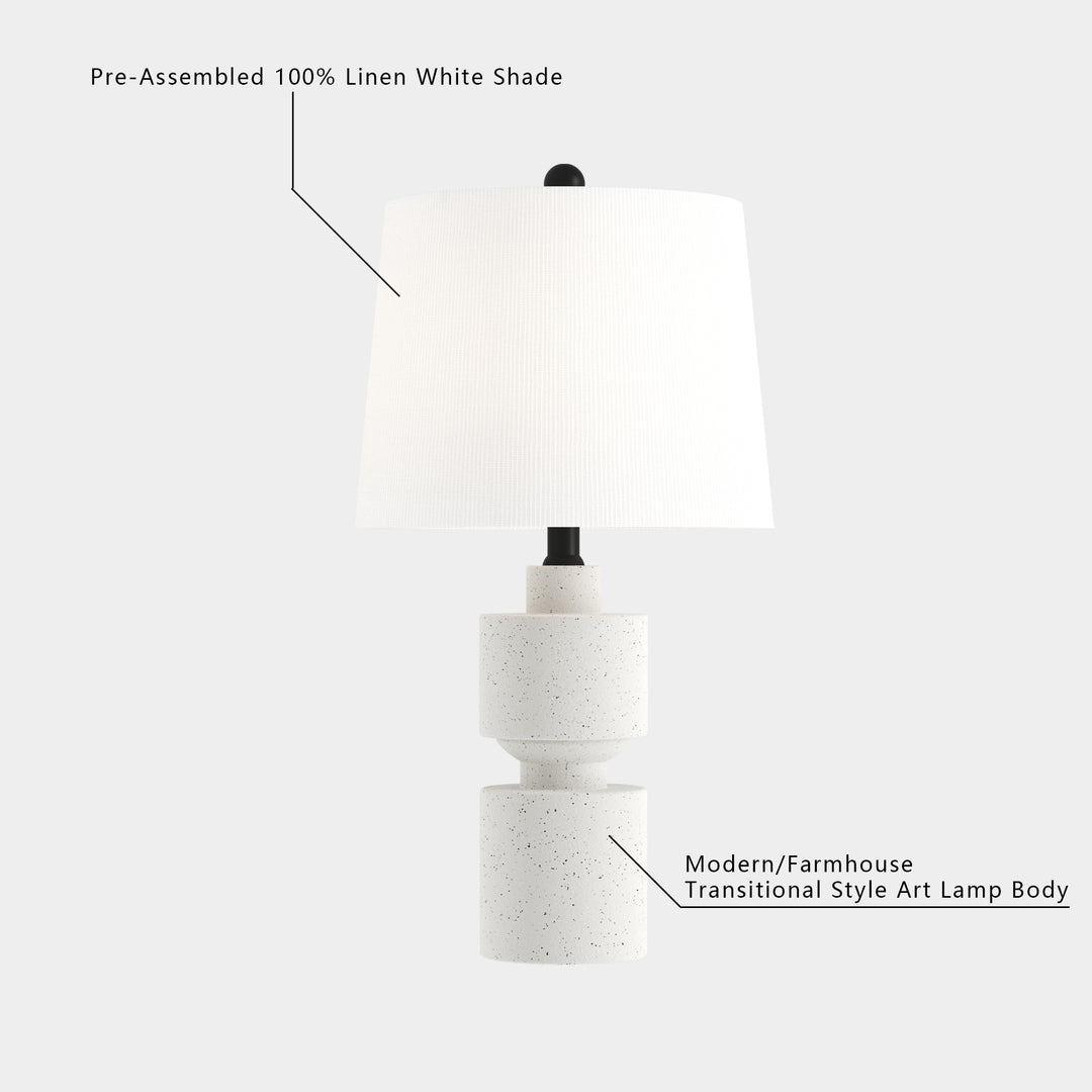 24.5'' Ivory Resin Table Lamp For Living Room/bedroom