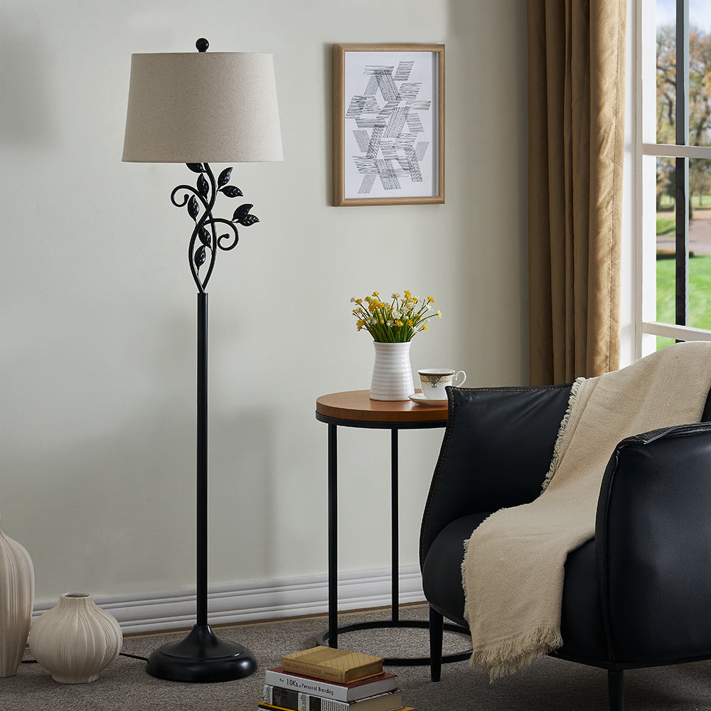 62" Farmhouse Iron Floor Lamp with 3 Way Dimmable Rotary Switch Standing Lamp for Living Room Bedroom #F04
