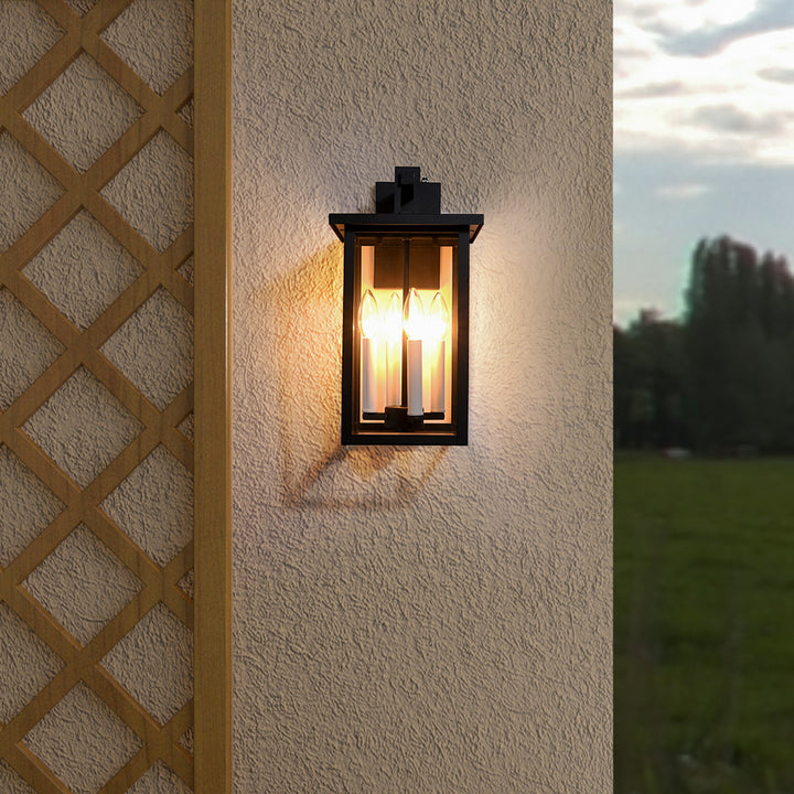 Maxax 16.7 Inch H Outdoor Wall Lantern with Dusk to Dawn #2530-4WL