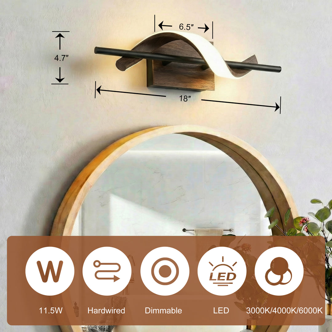 1 - Light 18"W Dimmable LED Brown Iron Vanity Light #MX21052