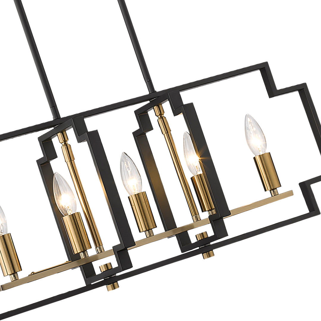 Maxax 5 - Light Kitchen Island Rectangle Chandelier with Wrought Iron Accent #MX1920