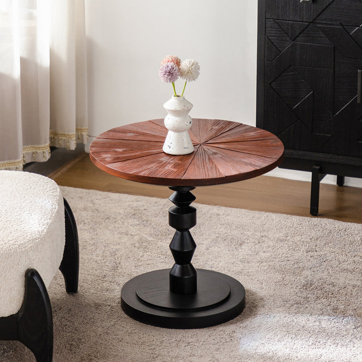 Timeless 23.6" Solid Wood Top Round End Table #25028