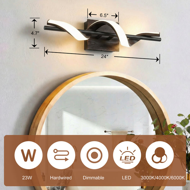 1 - Light 18"W Dimmable LED Brown Iron Vanity Light #MX21052