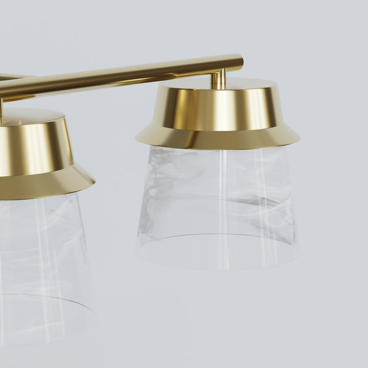Glimmer 22.6w" 3-light Led Dimmable 3000k/4000k/5000k 3cct ETL Certificated Vanity Light With Patterned Glass #MX21055