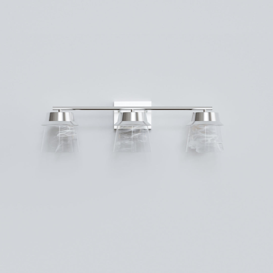 Glimmer 22.6w" 3-light Led Dimmable 3000k/4000k/5000k 3cct ETL Certificated Vanity Light With Patterned Glass #MX21055