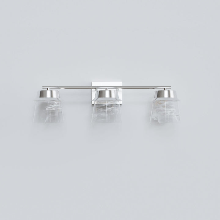 Glimmer 22.6w" 3-light Led Dimmable 3000k/4000k/5000k 3cct ETL Certificated Vanity Light With Patterned Glass #MX21055