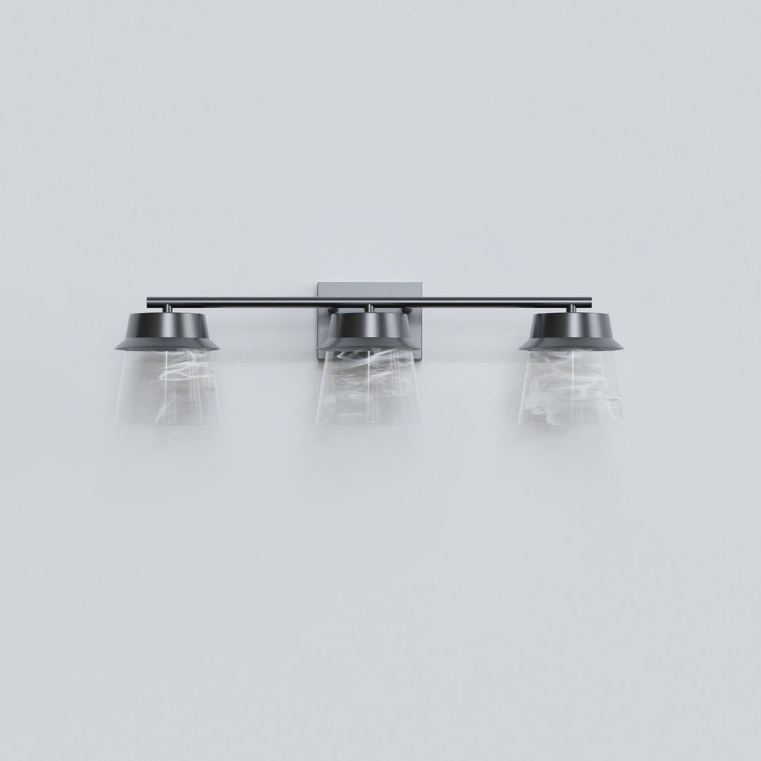 Glimmer 22.6w" 3-light Led Dimmable 3000k/4000k/5000k 3cct ETL Certificated Vanity Light With Patterned Glass #MX21055