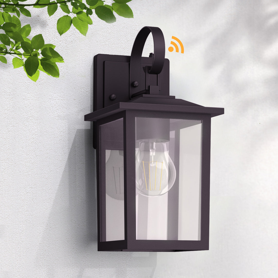 Dusk to Dawn 12.5" Outdoor Wall Sconce, Exterior Wall Light Fixture, Matte Black Porch Light Outdoor, Outside Wall Mount Lantern for House Garage Doorway (Bulb Include) #7004