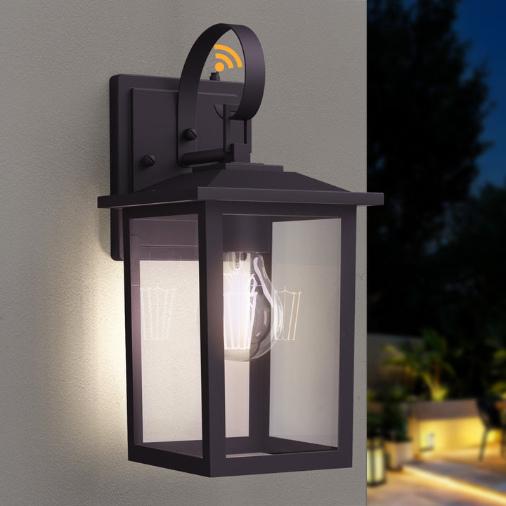 Dusk to Dawn 12.5" Outdoor Wall Sconce, Exterior Wall Light Fixture, Matte Black Porch Light Outdoor, Outside Wall Mount Lantern for House Garage Doorway (Bulb Include) #7004