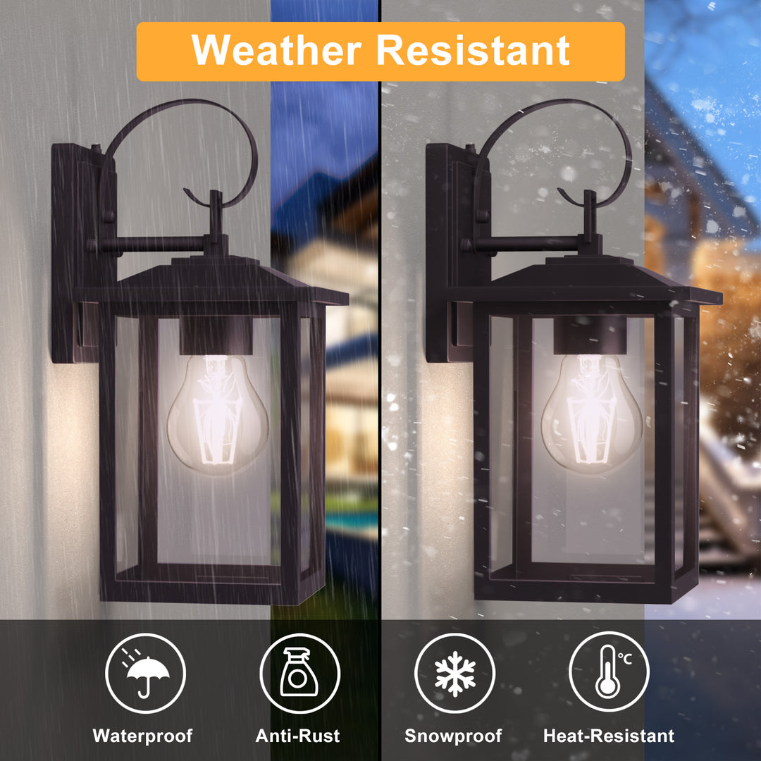 Dusk to Dawn 12.5" Outdoor Wall Sconce, Exterior Wall Light Fixture, Matte Black Porch Light Outdoor, Outside Wall Mount Lantern for House Garage Doorway (Bulb Include) #7004