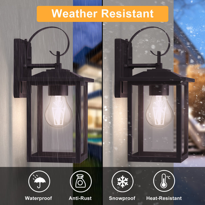 Dusk to Dawn 12.5" Outdoor Wall Sconce, Exterior Wall Light Fixture, Matte Black Porch Light Outdoor, Outside Wall Mount Lantern for House Garage Doorway (Bulb Include) #7004