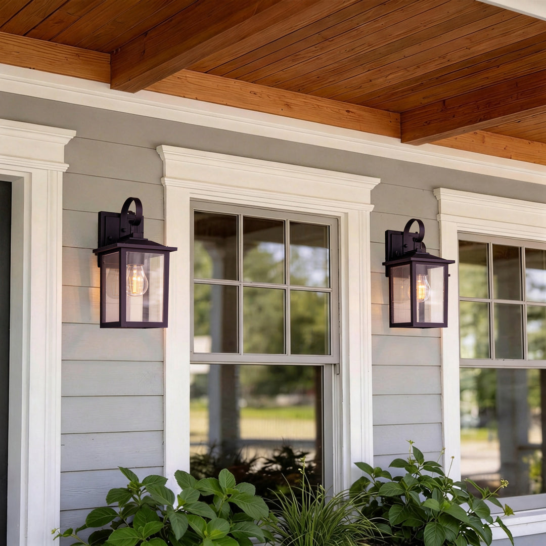 Dusk to Dawn 12.5" Outdoor Wall Sconce, Exterior Wall Light Fixture, Matte Black Porch Light Outdoor, Outside Wall Mount Lantern for House Garage Doorway (Bulb Include) #7004