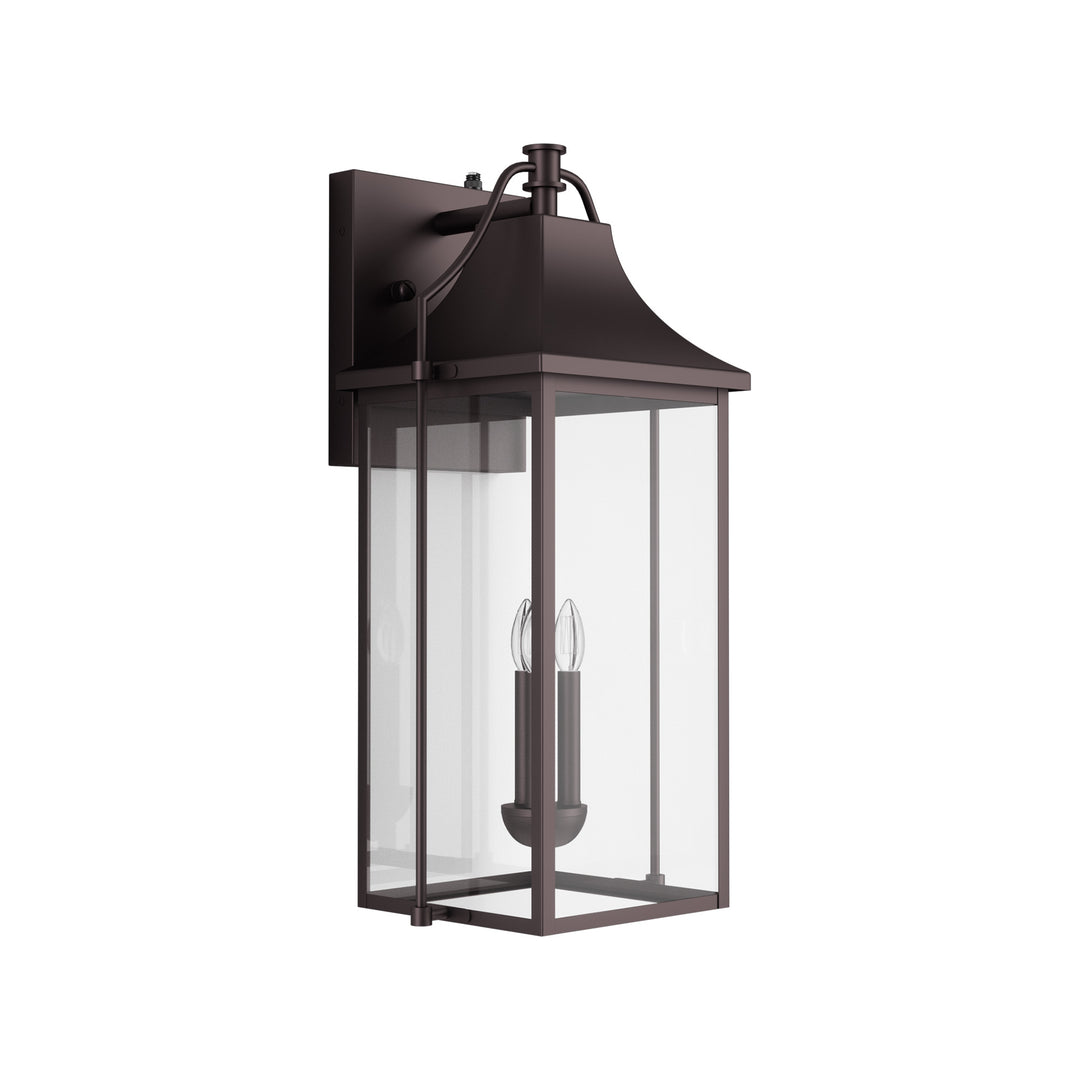 Lawyettle 18" Outdoor Wall Lantern with Dusk to Dawn Sensor, 2-Light Waterproof Brown Wall Sconce with Glass for Porch, Garage, Front Door, Patio #7040