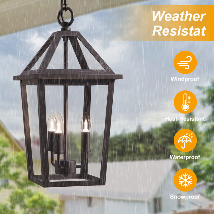 3 Light 16.4''H Iron Outdoor Hanging Lantern #7048