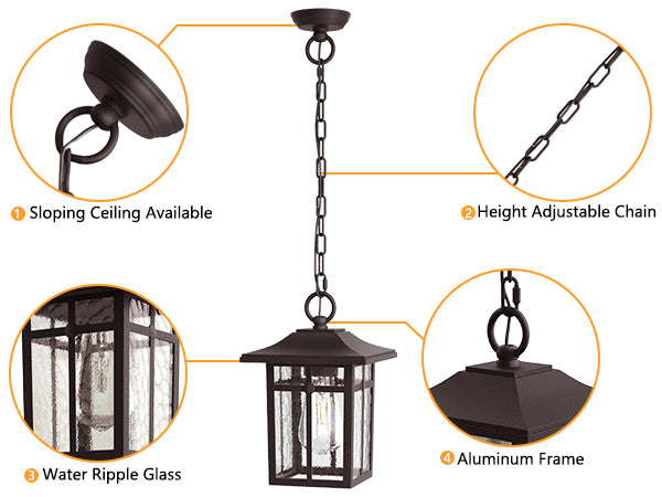 1- Light Outdoor Hanging Lantern #7055
