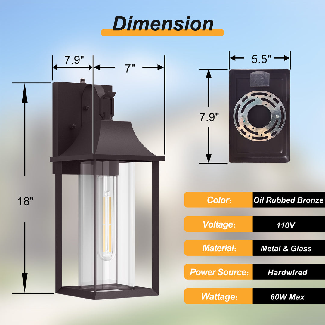 Radiance  1 - Light 18" H Glass Outdoor Wall Lantern With Dusk To Dawn #7058