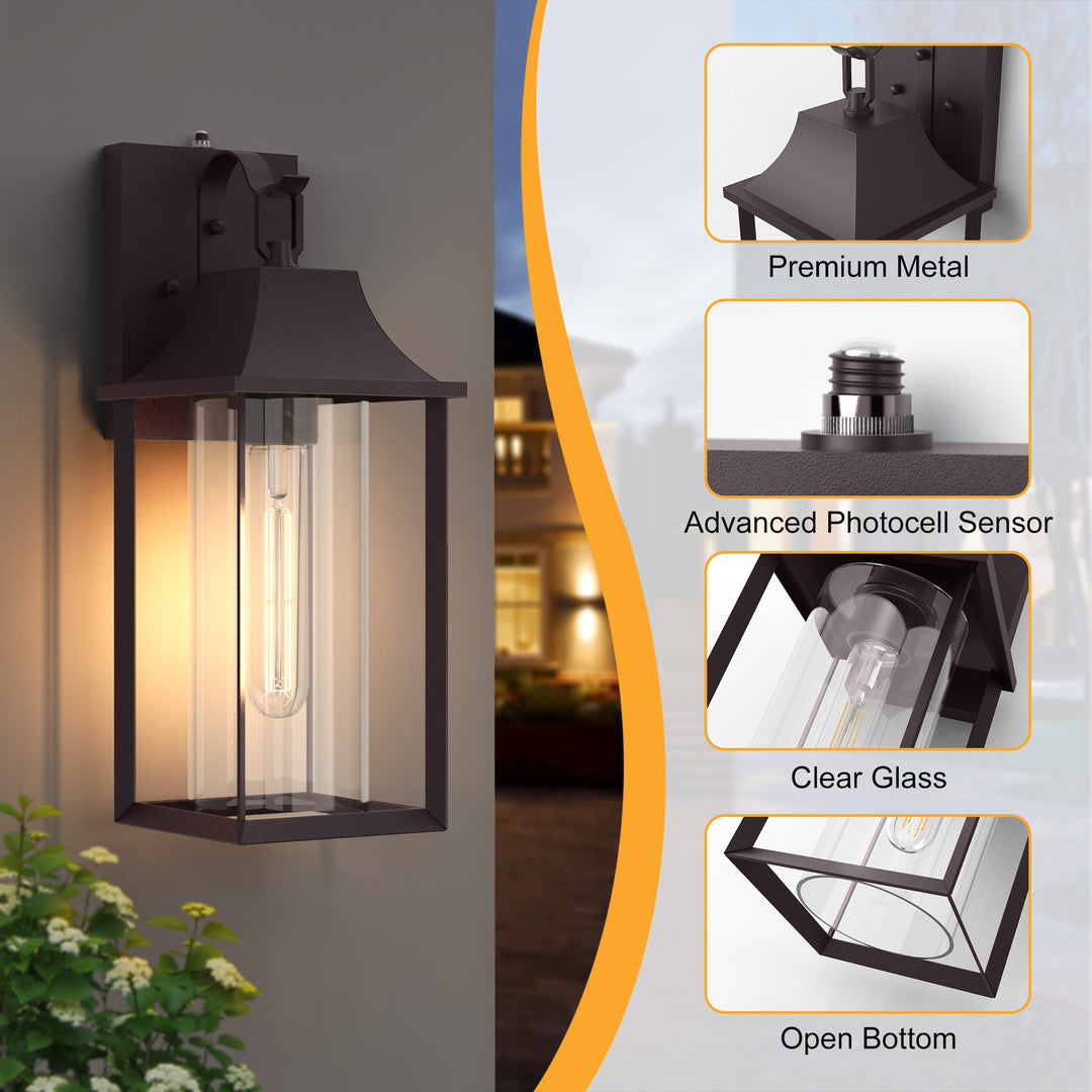 Radiance  1 - Light 18" H Glass Outdoor Wall Lantern With Dusk To Dawn #7058