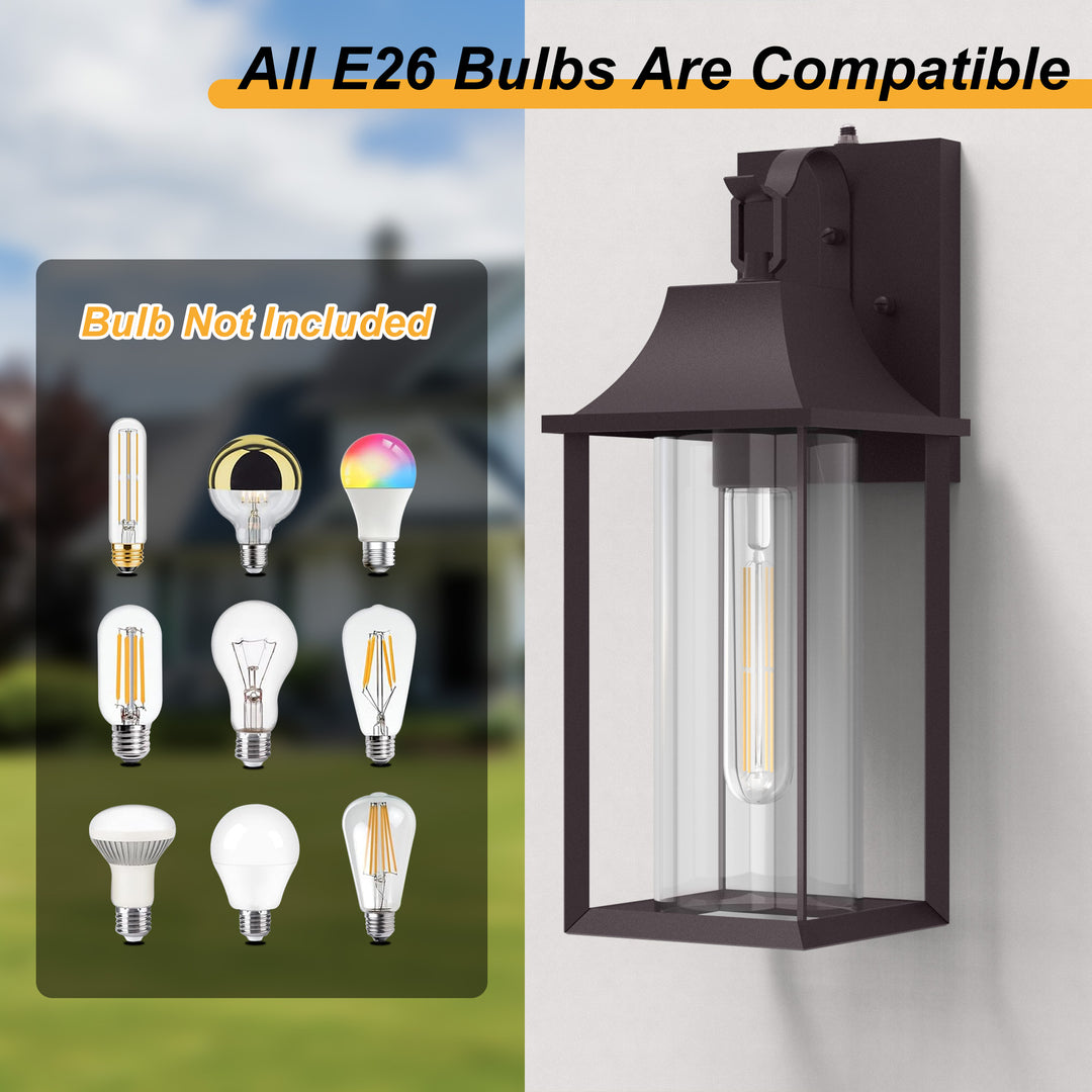 Radiance  1 - Light 18" H Glass Outdoor Wall Lantern With Dusk To Dawn #7058